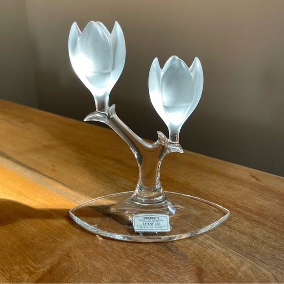Riedel Other - Vintage Riedel Crystal Double Tulip Flower Candle Stick Holder 6” Frosted Glass